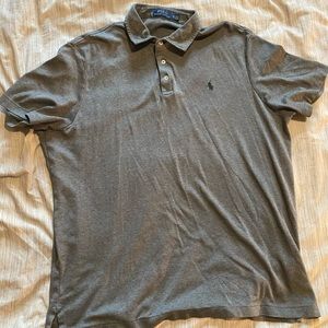 Polo shirt grey with green polo branding